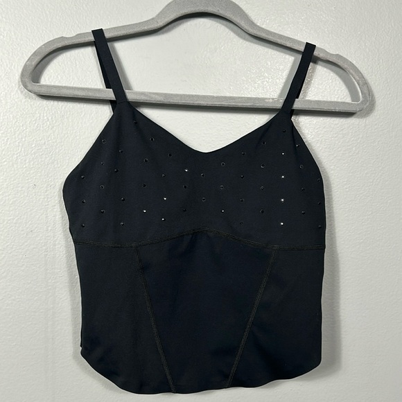 Terez Rhinestone-Embellished Crop Corset Black Top small - Picture 6 of 12